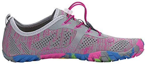 SAGUARO Mujer Barefoot Zapatillas de Trail Running Minimalistas Zapatillas de Deporte Fitness Gimnasio Caminar Zapatos Descalzos para Correr en Montaña Asfalto Escarpines de Agua, Rosa, 41 EU