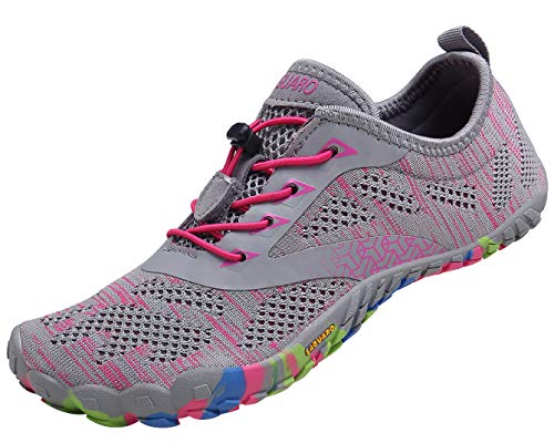 SAGUARO Mujer Barefoot Zapatillas de Trail Running Minimalistas Zapatillas de Deporte Fitness Gimnasio Caminar Zapatos Descalzos para Correr en Montaña Asfalto Escarpines de Agua, Rosa, 41 EU