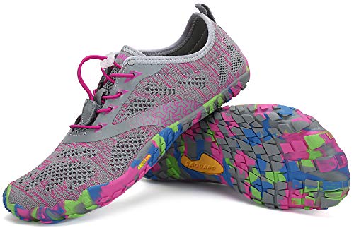 SAGUARO Mujer Zapatillas de Training Yoga Entrenamiento Gym Interior Transpirables Zapatos Correr Barefoot Resistentes Comodas Zapatos Gimnasio Asfalto Playa Agua Exterior(034 Rosa, 38 EU)