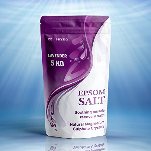 Sal Epsom para baño de 5 kg de magnesio puro utilizado para la recuperación muscular y relajación, 4 aromas disponibles.