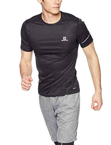 Salomon Camiseta deportiva de manga corta, AGILE SS, tejido de doble punto, negro, hombre, talla: S, l40209900