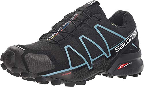 Salomon Speedcross 4 GTX W, Zapatillas de Trail Running para Mujer, Negro (Black/Black/Metallic Bubble Blue), 37 1/3 EU