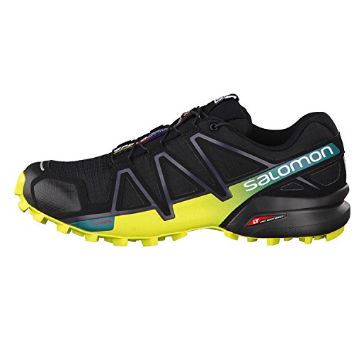 Salomon Speedcross 4, Zapatillas de Trail Running para Hombre, Negro/Amarillo (Black/Everglade/Sulphur Spring), 44 2/3 EU