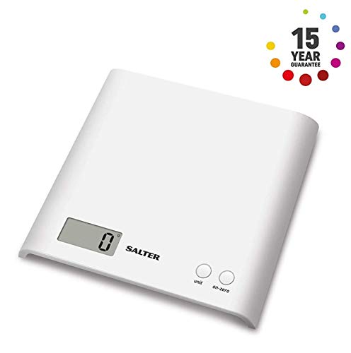 Salter 1066 WHDR15 Balanza de cocina electrónica - capacidad de 3 kg, plástico, blanco, 18 x 17.8 x 2.5 cm