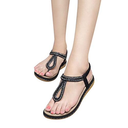 Sandalias con Punta Abierta para Mujer Piel sintético Dama Escuela Fashion Sandalias de Talón Abierto para Mujer ZOELOVE/Negro,37