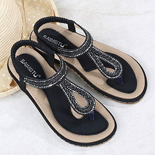 Sandalias con Punta Abierta para Mujer Piel sintético Dama Escuela Fashion Sandalias de Talón Abierto para Mujer ZOELOVE/Negro,37