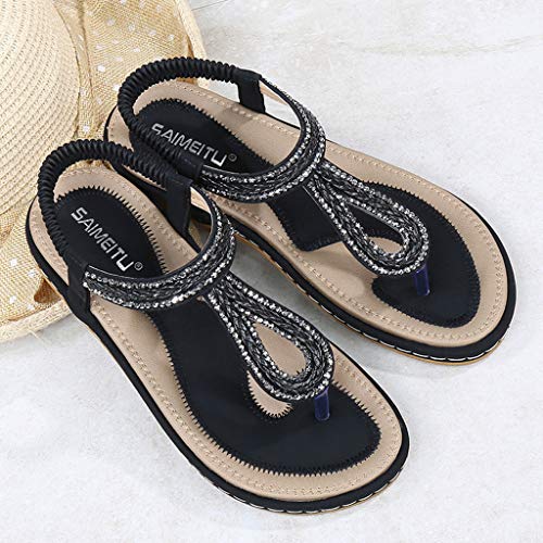 Sandalias con Punta Abierta para Mujer Piel sintético Dama Escuela Fashion Sandalias de Talón Abierto para Mujer ZOELOVE/Negro,37