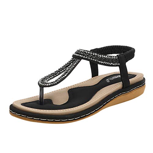 Sandalias con Punta Abierta para Mujer Piel sintético Dama Escuela Fashion Sandalias de Talón Abierto para Mujer ZOELOVE/Negro,37