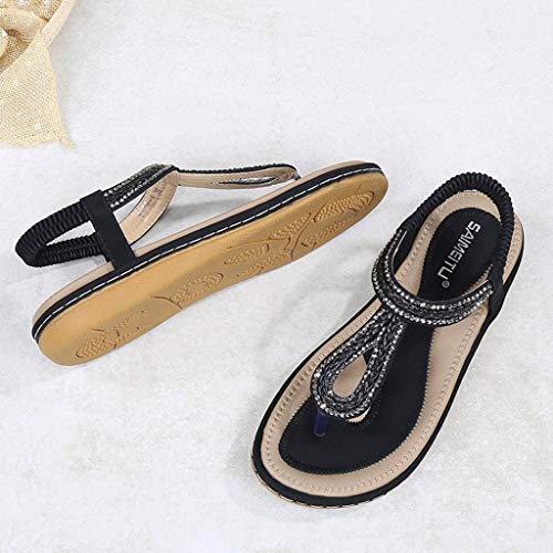 Sandalias con Punta Abierta para Mujer Piel sintético Dama Escuela Fashion Sandalias de Talón Abierto para Mujer ZOELOVE/Negro,37