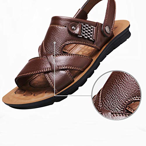 Sandalias Cuero Deportivas para Hombre Verano Exterior con Punta Abierta Sandalias de Playa Zapatillas de Exterior Montaña Senderismo Zapatos Playa Marrón Verde Café 2019