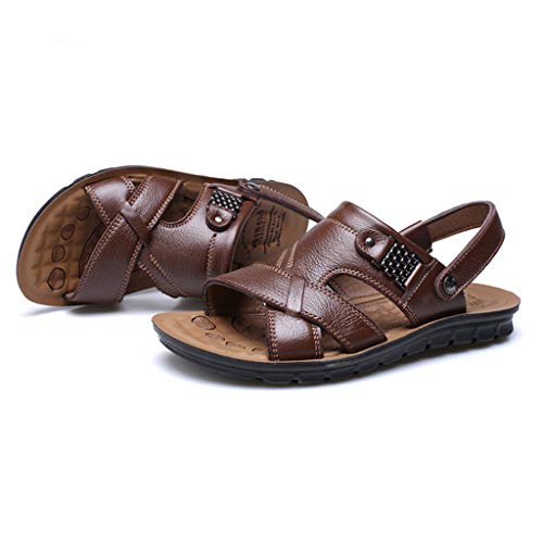 Sandalias Cuero Deportivas para Hombre Verano Exterior con Punta Abierta Sandalias de Playa Zapatillas de Exterior Montaña Senderismo Zapatos Playa Marrón Verde Café 2019