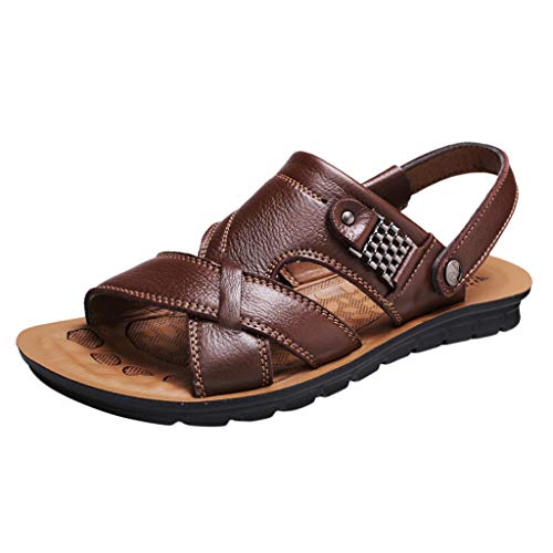 Sandalias Cuero Deportivas para Hombre Verano Exterior con Punta Abierta Sandalias de Playa Zapatillas de Exterior Montaña Senderismo Zapatos Playa Marrón Verde Café 2019