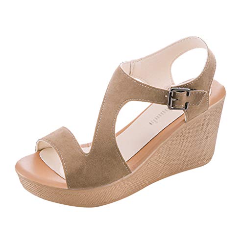 Sandalias Mujer Verano 2019 Sandalias Bohemia Sandalia con Pulsera para Mujer Sandal Women Chanclas para Mujer ZOELOVE/Beige,38