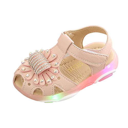 Sandalias para Bebé Niñas Riou Zapatos de la Zapatilla de Deporte de Las Sandalias del Deporte de la luz led de la Flor del Cristal Fondo Suave Lindo niños Playa Sandalias