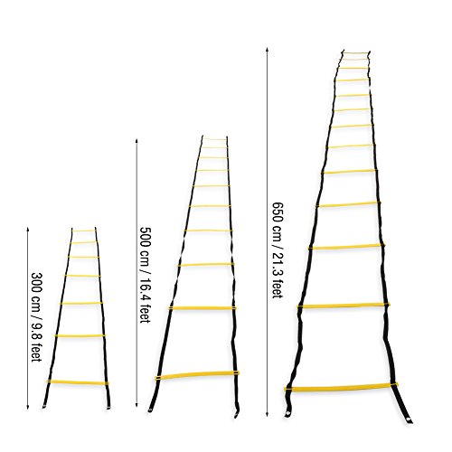 SANON Escalera de Agilidad de Entrenamiento de Velocidad Herramienta de Ejercicio de Juego de Pies para El Deporte de Fútbol. (Amarillo de 13 Peldaños)