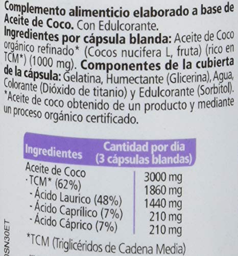 SANON - SANON Aceite de Coco 30 cápsulas blandas de 1358,5 mg