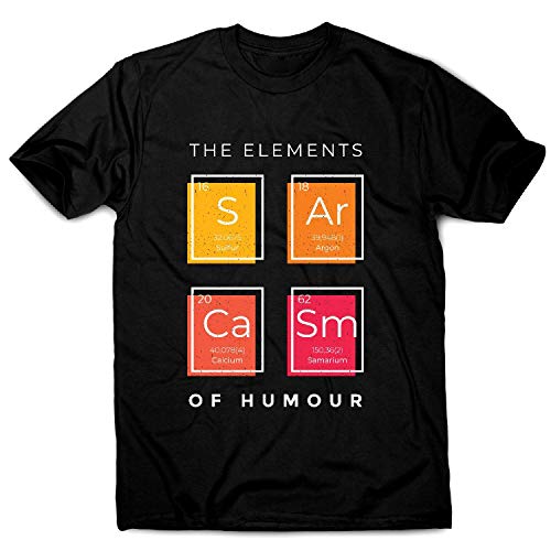 Sarcasm Elements - Camiseta divertida para hombre Negro Negro ( 3XL