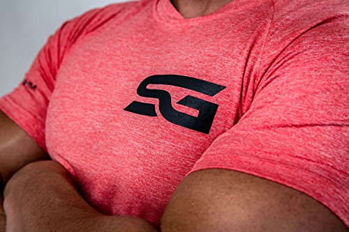 Satire Gym Camiseta de Fitness para Hombre - Ropa Deportiva Funcional - Adecuada para Workout, Entrenamiento - Slim fit (Rojo Moteado, L)