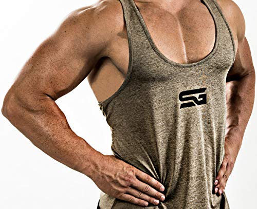 Satire Gym Camiseta Stringer para Hombre - Ropa Deportiva Funcional - Adecuada para Workout, Entrenamiento - Camiseta de Tirantes (Color Caqui Moteado, S)