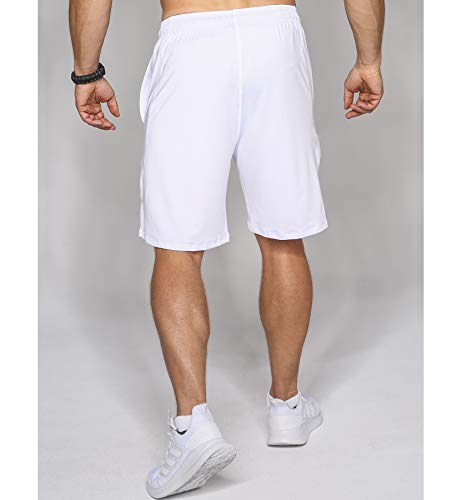 Satire Gym – Para Hombres – Pantalón de Deporte Corto - Fitness Loose Fit Shorts (Blanco, L)