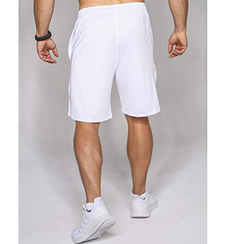 Satire Gym – Para Hombres – Pantalón de Deporte Corto - Fitness Loose Fit Shorts (Blanco, L)