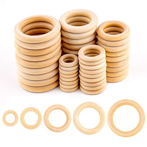 SAVITA 50 Piezas Anillos De Madera Sin Terminar Lisos Anillos De Madera Natural Para Manualidades, Colgante De Anillo, Fabricación De Joyas (3 cm, 4 cm, 5 cm, 6 cm, 7 cm)