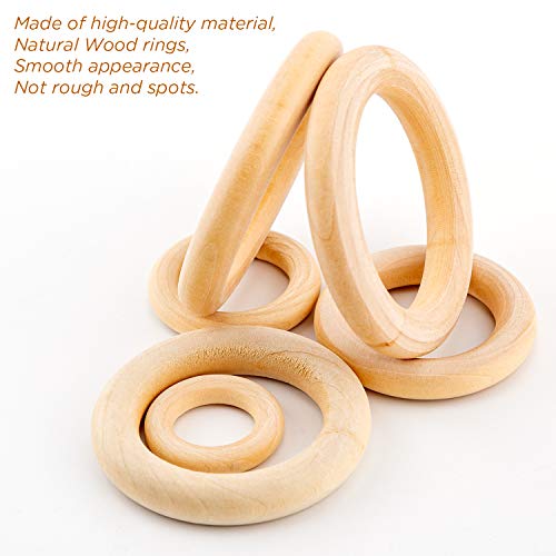 SAVITA 50 Piezas Anillos De Madera Sin Terminar Lisos Anillos De Madera Natural Para Manualidades, Colgante De Anillo, Fabricación De Joyas (3 cm, 4 cm, 5 cm, 6 cm, 7 cm)