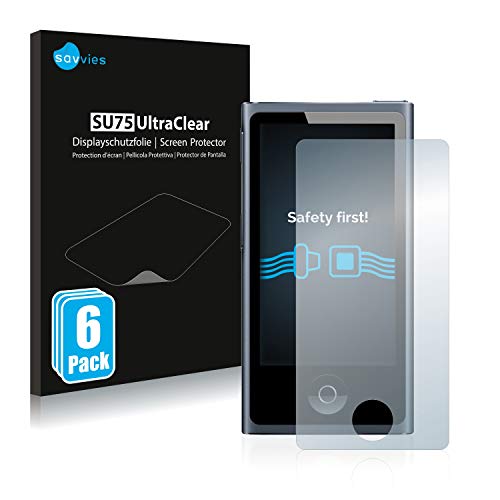 savvies Protector Pantalla Compatible con Apple iPod Nano 2012 (7a generación) (6 Unidades) Pelicula Ultra Transparente