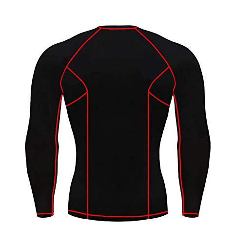 SAWANS - Camiseta de compresión para hombre, color Manga Larga Negro/Rojo, tamaño small