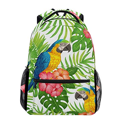 School Bags,Tropical Parrot Flower Palm Tree Backpack Convenient Sports Backpack Tennis Casual Rucksack,40Cm(H) X29Cm(W)