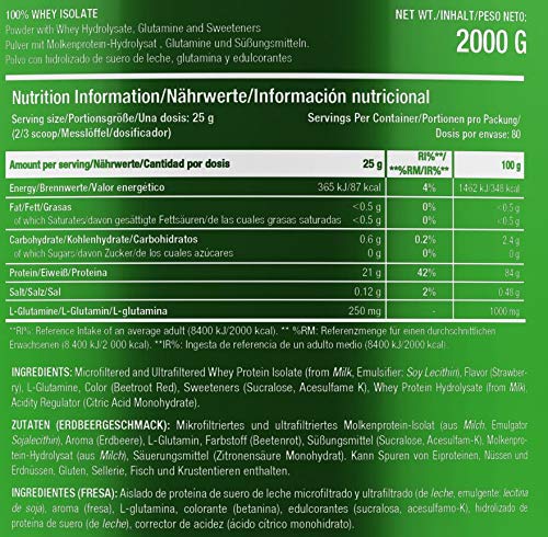 Scitec Nutrition 100% Whey Isolate Suplemento Nutricional de Proteinas con Sabor de Fresa - 2 kg