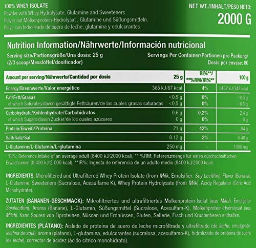 Scitec Nutrition 100% Whey Isolate, Suplimento Nutricional de Proteinas con Sabor de Banana 2000 g