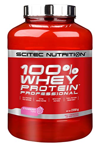 Scitec Nutrition 100% Whey Protein Professional Proteína con Sabor de Fresa - 2350 g
