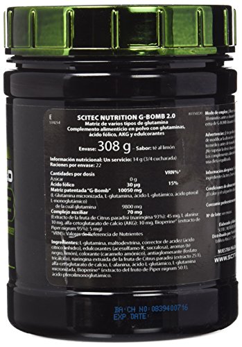 Scitec nutrition g-bomb 2.0, 308g matriz de glutamina té a limón