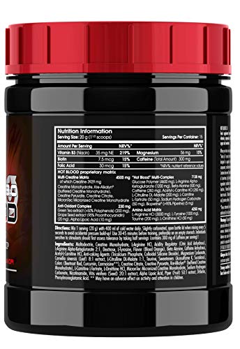 Scitec Nutrition Hot Blood 3.0 Fórmula Pre Entrenamiento Naranja de Sange - 300 g