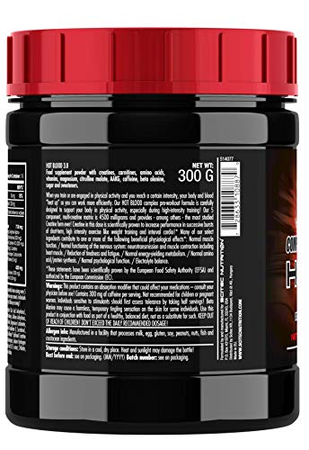 Scitec Nutrition Hot Blood 3.0 Fórmula Pre Entrenamiento Naranja de Sange - 300 g