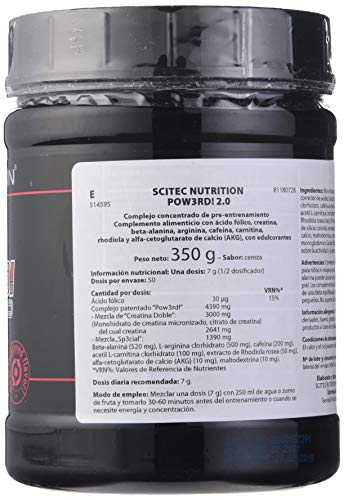 Scitec Nutrition Pow3rd! 2.0 fórmula pre entrenamiento Cereza 350 g