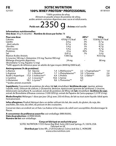 Scitec Nutritions Suplemento Dietético de Proteína en Polvo, sabor de Miel con Vainilla - 2350 g