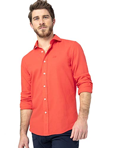 Scotta 1985 – Camisa Estructura Frambuesa Regular Fit, Algodón, Casual para Hombres,