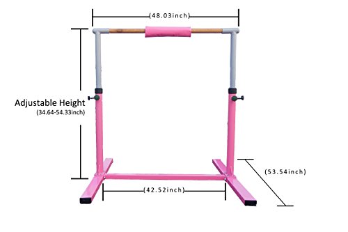 Seababyhouse 4ft barras gimnasia gimnasio Niños Junior Kip High Bar equipo para gimnasio de entrenamiento Bar Ajustable Horizontal Mejor regalo de la escuela [Kid Gymnastics Training Bar]-rosado