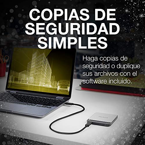 Seagate Fast SSD, 1 TB, Disco duro externo portátil SSD, USB-C, USB 3.0 para PC, ordenador portátil y Mac, 2 meses de suscripción a Adobe CC Photography (STCM100040)