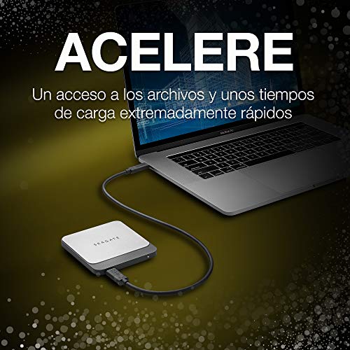 Seagate Fast SSD, 1 TB, Disco duro externo portátil SSD, USB-C, USB 3.0 para PC, ordenador portátil y Mac, 2 meses de suscripción a Adobe CC Photography (STCM100040)