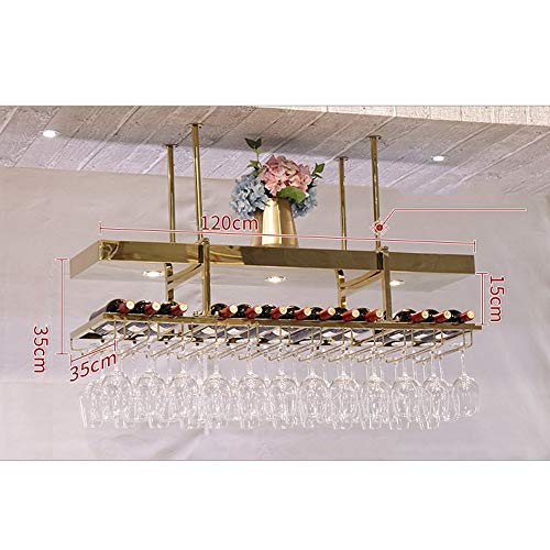 SED Creative Wine Rack Home, Acero Inoxidable Rojo Barra para Colgar Boca Abajo Percha Sala de Estar Botella de Vino Moda Botella Titular decoración,120 cm * 35 cm