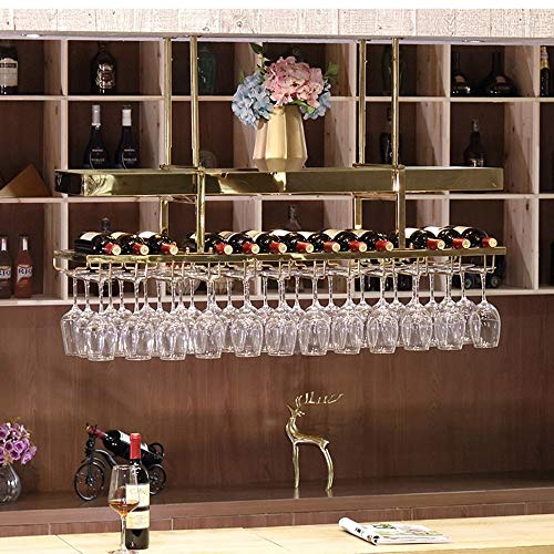 SED Creative Wine Rack Home, Acero Inoxidable Rojo Barra para Colgar Boca Abajo Percha Sala de Estar Botella de Vino Moda Botella Titular decoración,120 cm * 35 cm