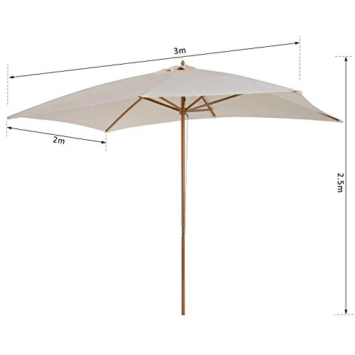 SEESEE.U Sombrilla de Patio Exterior Sombrilla de jardín Sombrilla para terraza de Patio Exterior Protección Solar con manivela e inclinación Negro (Color: Blanco, tamaño: 200x300cm)