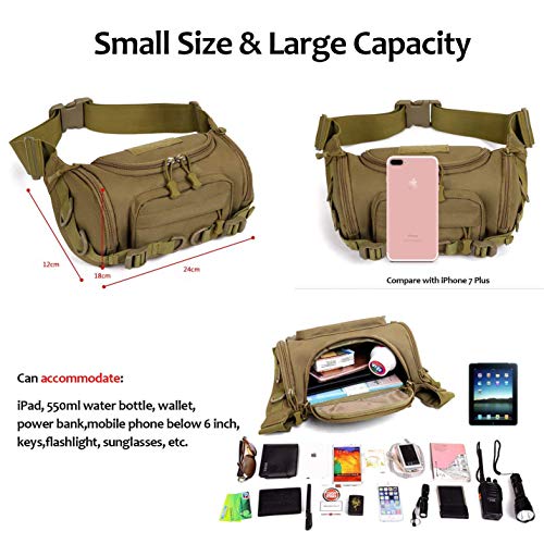 Selighting Bolsa de Riñonera Mochila de Bandolera Estilo Militar Táctical Bolsa de Múltiple Función Impermeable para Aire Libre Correr Senderismo Ciclismo Camping