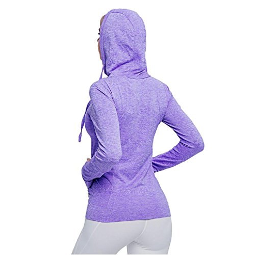 Selighting Chaquetas Deportivas Mujer Sudadera Fitness con Capucha y Cremallera de Manga Larga para Gimnasio,Gym,Running,Correr,Ciclismo (M, Morado)