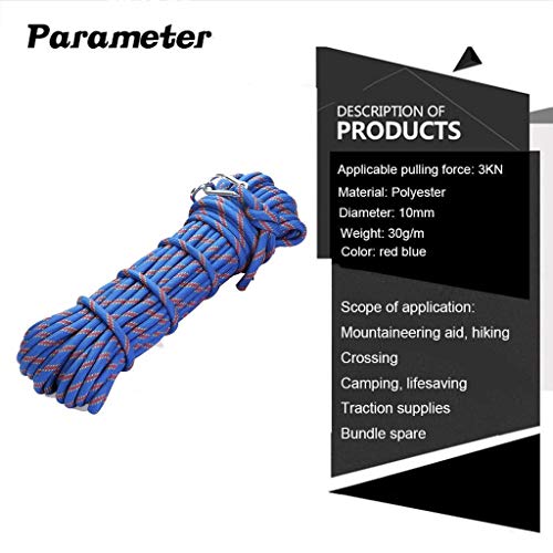 Selighting Cuerda de Seguridad Cuerda de Escalada Profesional de Alta Resistencia para Escalar al Aire Libre y en Interiore Perfessional Rappelling Auxiliar, 10 mm de Diámetro (10m, Azul)