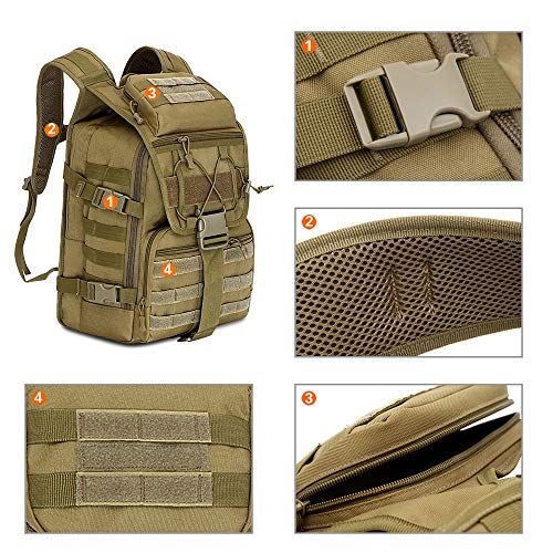 Selighting Mochila Táctica 40L Mochila Caminar Hombre Mochila Militar Asalto Molle para Deportes al Aire Libre Camping Caza Montañismo Viaje (Marrón)