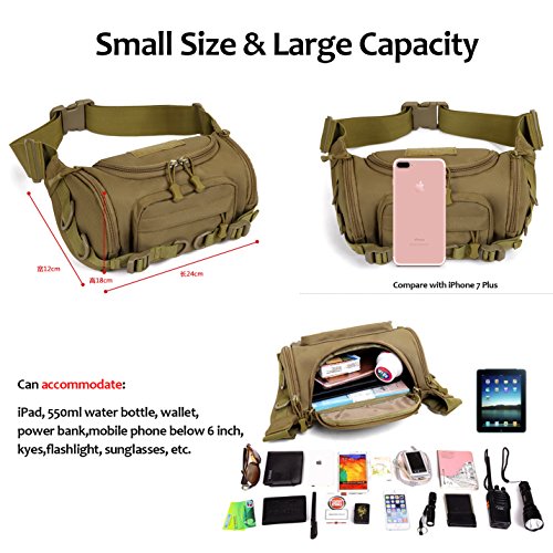 Selighting Riñonera Militar Hombre Cinturon Táctico Bolso Cintura Deportiva Bolsa Organizador de Telefono Llaves para Caza Viaja Escalada Pesca Running (ACU)